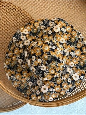 NWT ANTHROPOLOGIE Floral Bucket Hat - Black and Mustard